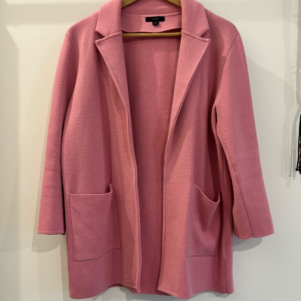 J Crew Sophie Open Front Blazer Cardigan size M Pink